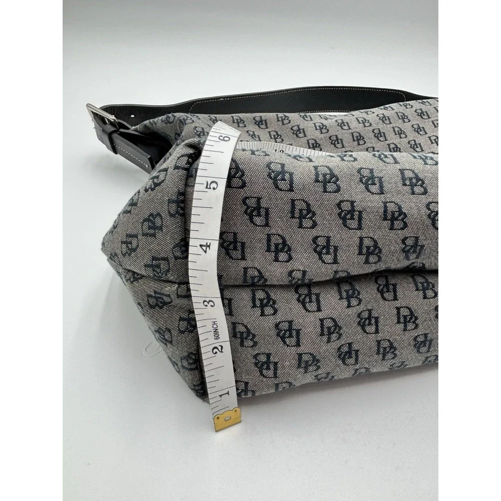 Dooney & Bourke DB Monogram Jacquard Hobo Shoulder Bag Black Leather Y2K